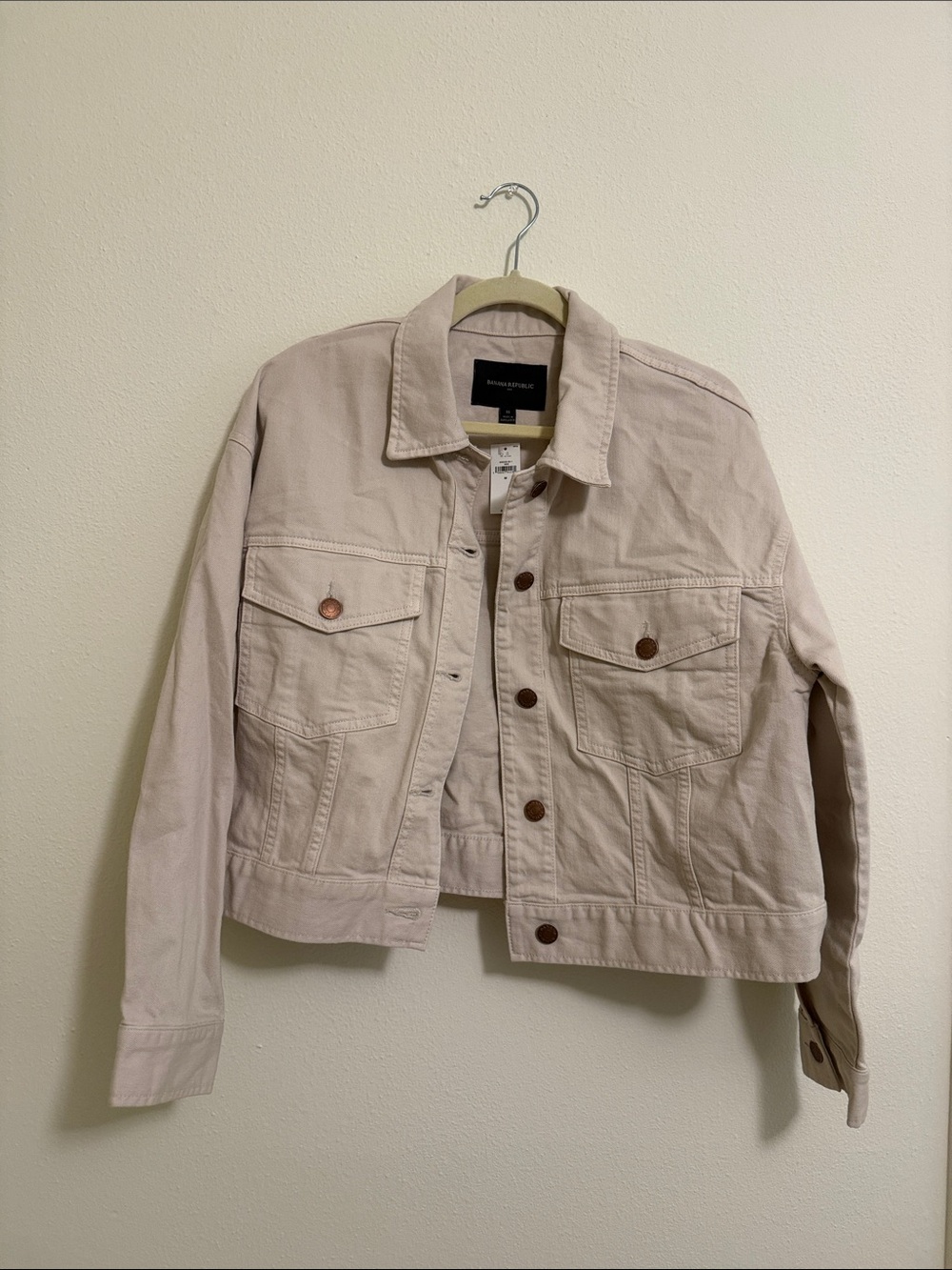 Banana Republic Pale Beige Jean Jacket with Copper Buttons